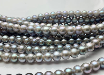 6-6.5 mm AAA Half Strand Large Hole Gray Off Round Freshwater Pearl Beads Hole Size 1.5mm 2.1mm Genuine High Luster Pearl 36 Pieces #P1570