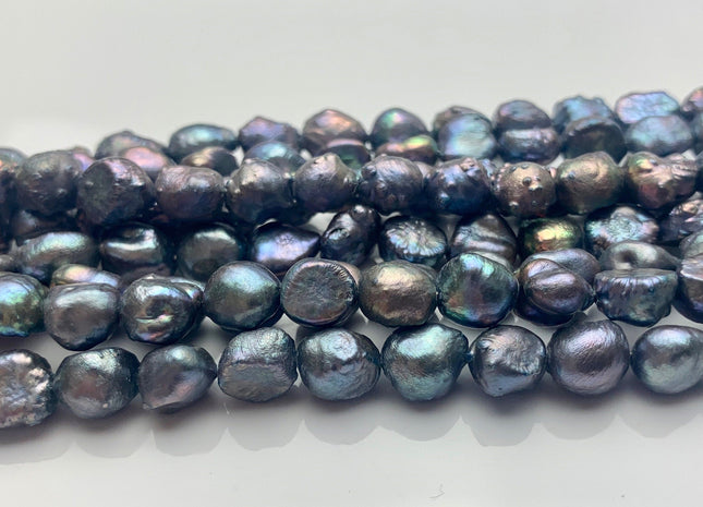 7-8 mm Potato Nugget Blue Peacock Color Freshwater Pearl Beads Genuine Cultured High Luster Blue Peacock Color Nugget Pearls #P1651