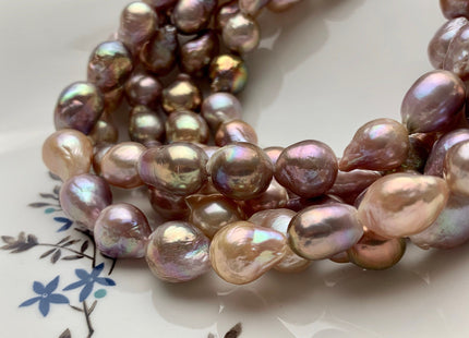 12x14-16 mm AAA Rare Mixed Natural Mauve Pink Baroque Pearl Genuine Quality Tear Drop Edison Pearl With Iridescent Color 27 Beads #P1663