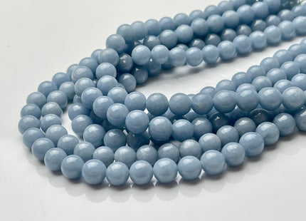 WHOLESALE 8 mm AAA Natural Blue Angelite Smooth Round high Quality Genuine Angelite Gemstone Beads Full Strand 52 Beads #2225
