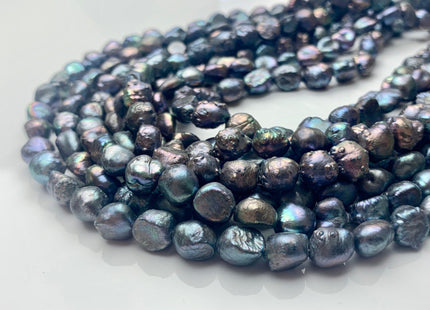 7-8 mm Potato Nugget Blue Peacock Color Freshwater Pearl Beads Genuine Cultured High Luster Blue Peacock Color Nugget Pearls #P1651