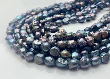 7-8 mm Potato Nugget Blue Peacock Color Freshwater Pearl Beads Genuine Cultured High Luster Blue Peacock Color Nugget Pearls #P1651