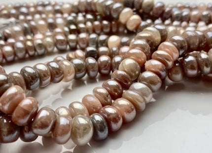 7mm 8mm 9mm 10mm 11mm All Natural Smooth Rondelle Coated Moonstone Gemstone Beads Genuine Natural Moonstone Beads 8 Inches Strand #3725