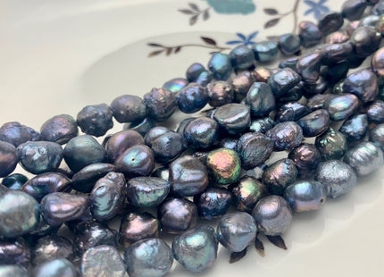 7-8 mm Potato Nugget Blue Peacock Color Freshwater Pearl Beads Genuine Cultured High Luster Blue Peacock Color Nugget Pearls #P1651