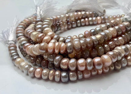 7mm 8mm 9mm 10mm 11mm All Natural Smooth Rondelle Coated Moonstone Gemstone Beads Genuine Natural Moonstone Beads 8 Inches Strand #3725