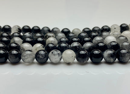 6 mm 8 mm 10 mm AAA Smooth Round Black Tourmaline Quartz High Quality Black Rutilated Rutile Quartz Gemstone Beads # 2272