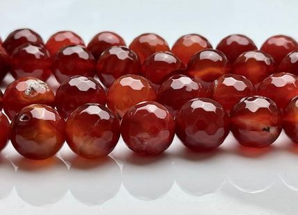 BEST DEAL 16 mm Faceted Round Agate Gemstone Beads Heat Treated Dark Carnelian Red Color Natural Gemstone Agate 15.5 Inches Strand #4083