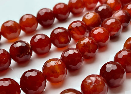 BEST DEAL 16 mm Faceted Round Agate Gemstone Beads Heat Treated Dark Carnelian Red Color Natural Gemstone Agate 15.5 Inches Strand #4083