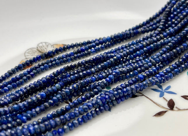 1x2 mm 2x3 mm 3x4 mm AAA Natural Color Faceted Rondelle Lapis Gemstone Beads Quality Micro Faceted Lapis Gemstone Loose Beads #2433