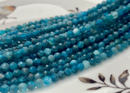 3.5 mm Micro Faceted Round Apatite Gemstone Beads Top Quality Blue Apatite Faceted Gemstone Loose Beads #2928