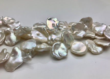 14-17mm AAAA Natural White Cornflake Keshi Freshwater Pearl Genuine Very Rare Super High Pinkish Silver Luster Top Drilled Pearl #P1188