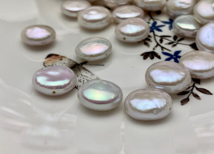 One Piece 14-15mm AAAAA High Luster Top Quality Natural White Flat Coin Freshwater Pearls Genuine Very Rare Thick Round Coin Pearl #P1628