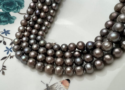8.5-9 mm AA Abalone Gray Color Off Round Freshwater Pearl Beads Genuine Champagne With Iridescent Gray Color Freshwater Pearls #P2285