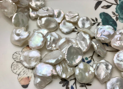 14-17mm AAAA Natural White Cornflake Keshi Freshwater Pearl Genuine Very Rare Super High Pinkish Silver Luster Top Drilled Pearl #P1188
