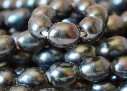 11-12x14mm AA Full Strand Dark Blue Peacock Large Hole Freshwater Pearl Beads Hole 2.2mm #804