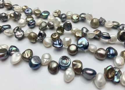 6x8 mm Multi Color White Peacock & Green Keishi Freshwater Pearl Beads,Top Drilled Keishi Pearls, Dancing Pearl Beads #292
