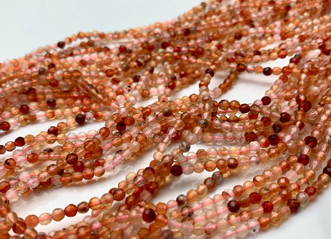 WHOLESALE 3 mm Faceted Round Orange Pink Color Agate Gemstone Beads Genuine Agate Gemstone Loose Beads 14 Inches #2463