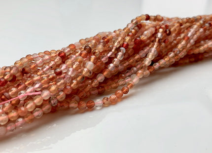 WHOLESALE 3 mm Faceted Round Orange Pink Color Agate Gemstone Beads Genuine Agate Gemstone Loose Beads 14 Inches #2463