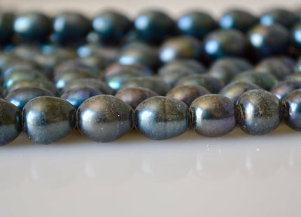 11-12x14mm AA Full Strand Dark Blue Peacock Large Hole Freshwater Pearl Beads Hole 2.2mm #804