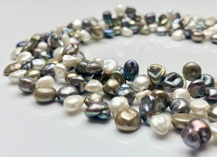 6x8 mm Multi Color White Peacock & Green Keishi Freshwater Pearl Beads,Top Drilled Keishi Pearls, Dancing Pearl Beads #292
