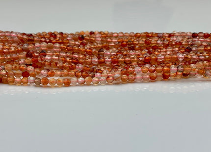 WHOLESALE 3 mm Faceted Round Orange Pink Color Agate Gemstone Beads Genuine Agate Gemstone Loose Beads 14 Inches #2463