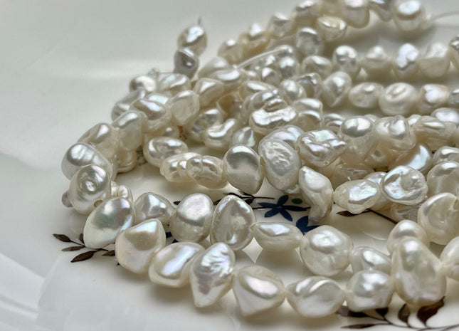 8-12mm AAA Large Hole Natural White Keshi Nugget Freshwater Pearl Bead Hole Size 1.8mm High Luster Center Drilled Genuine Keshi Pearl #P1723