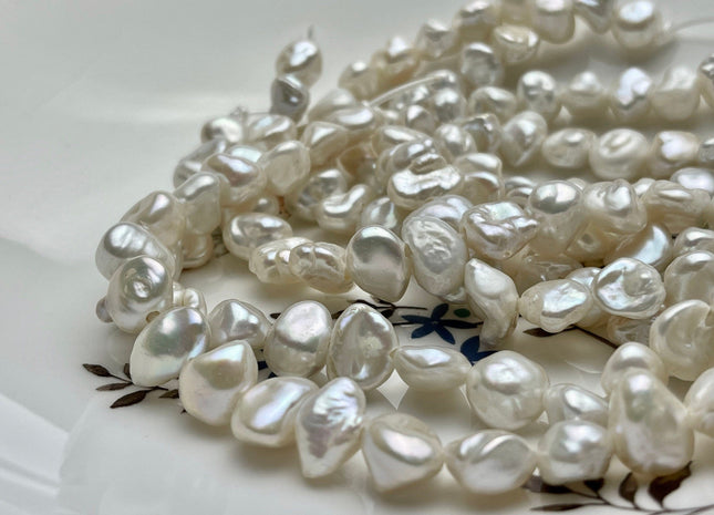 8-12mm AAA Large Hole Natural White Keshi Nugget Freshwater Pearl Bead Hole Size 1.8mm High Luster Center Drilled Genuine Keshi Pearl #P1723