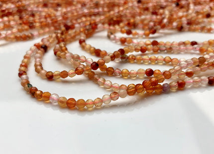 WHOLESALE 3 mm Faceted Round Orange Pink Color Agate Gemstone Beads Genuine Agate Gemstone Loose Beads 14 Inches #2463
