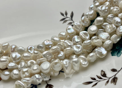 8-12mm AAA Large Hole Natural White Keshi Nugget Freshwater Pearl Bead Hole Size 1.8mm High Luster Center Drilled Genuine Keshi Pearl #P1723
