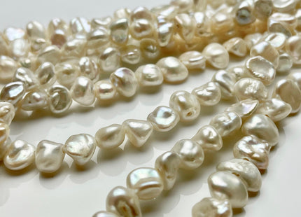 8-12mm AAA Large Hole Natural White Keshi Nugget Freshwater Pearl Bead Hole Size 1.8mm High Luster Center Drilled Genuine Keshi Pearl #P1723