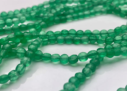 4mm Micro Faceted Diamond Cut Green Color Aventurine Flat Coin Disc Shape Genuine Aventurine Gemstone Beads 15.5 Inches Strand #3060