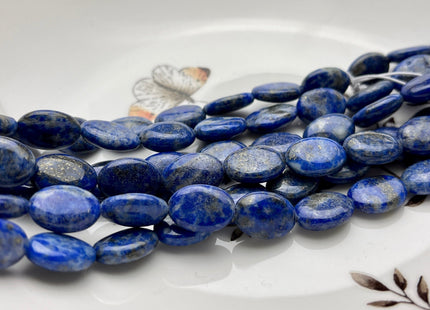 10x14 mm Smooth Genuine Lapis Flat Oval Coin Disc Gemstone Beads Genuine Natural Dark Blue Lapis Color Lapis 15 Inches Strand #4007
