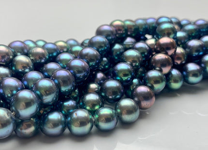 8 mm AAA Large Hole Peacock Round Freshwater Pearl Beads Hole Size 1.0mm Or 2.2mm Genuine High Luster Nice Blue Peacock Color Pearls #P1050
