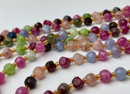 6 mm Faceted Star Cut Tourmaline Gemstone Beads Genuine Faceted Multi Color Tourmaline Gemstone Loose Beads 15 Inches Strand 50 Beads #4190