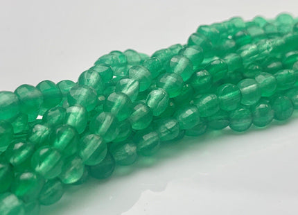 4mm Micro Faceted Diamond Cut Green Color Aventurine Flat Coin Disc Shape Genuine Aventurine Gemstone Beads 15.5 Inches Strand #3060