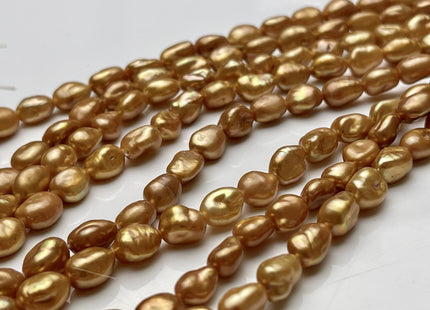 6x9 mm AA Dark Champagne Color Keshi Freshwater Pearl Genuine Keshi Rice Nugget Shape Freshwater Pearl Beads #P1940