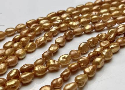 6x9 mm AA Dark Champagne Color Keshi Freshwater Pearl Genuine Keshi Rice Nugget Shape Freshwater Pearl Beads #P1940