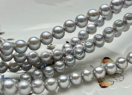 8 mm AAA Extra Shiny Gray Color Perfect Round Freshwater Pearls Genuine Natural Pearl Beads High Luster Gray Bridal Pearls #P1682