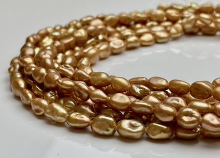 6x9 mm AA Dark Champagne Color Keshi Freshwater Pearl Genuine Keshi Rice Nugget Shape Freshwater Pearl Beads #P1940