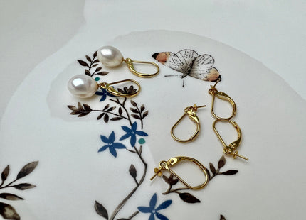 One Pair 925 Sterling Silver/Gold Lever Back Earring Hoops Genuine Silver Earring Findings Silver Gold Filled Pearl Earring #10278