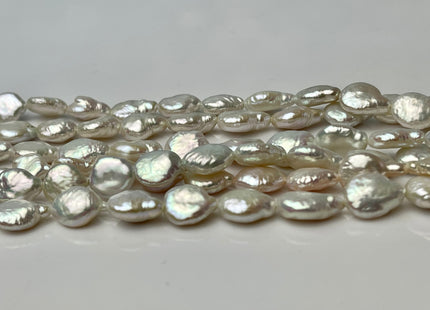 8.5-9x11 mm AA Natural White Coin Freshwater Pearl Beads Genuine Cultured High Luster Quality Freshwater Tear Drop Coin Pearls #P2327
