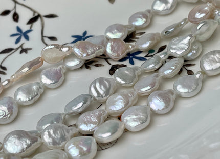 8.5-9x11 mm AA Natural White Coin Freshwater Pearl Beads Genuine Cultured High Luster Quality Freshwater Tear Drop Coin Pearls #P2327