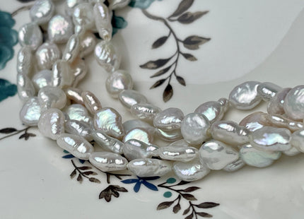 8.5-9x11 mm AA Natural White Coin Freshwater Pearl Beads Genuine Cultured High Luster Quality Freshwater Tear Drop Coin Pearls #P2327