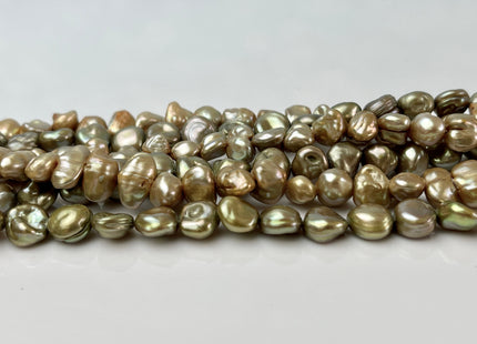 8-9 mm Green Or Champagne Color Keshi Nugget Freshwater Pearl Beads Center Drilled Very Rare High Luster Keshi Nugget Pearl #P2325