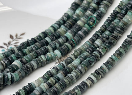 4-6 mm Smooth Rondelle Heishi Tire Shape Natural Green Emerald Gemstone Beads Genuine Emerald Loose Beads 16 Inches #4258