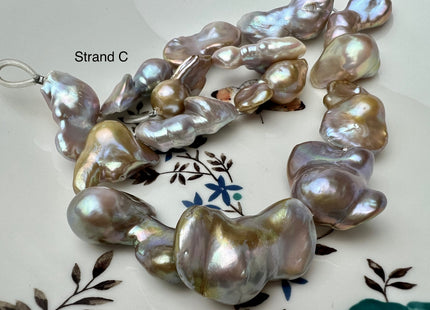 One-Of-A-Kind 15x20-18x35 mm Large Baroque Pearl Beads Genuine Natural Mauve Seaweed Pink Pearls #P2290