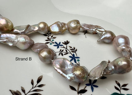 One-Of-A-Kind 15x20-18x35 mm Large Baroque Pearl Beads Genuine Natural Mauve Seaweed Pink Pearls #P2290