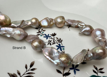 One-Of-A-Kind 15x20-18x35 mm Large Baroque Pearl Beads Genuine Natural Mauve Seaweed Pink Pearls #P2290