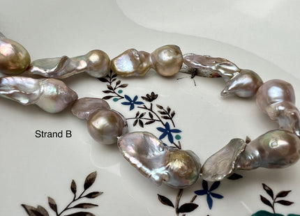 One-Of-A-Kind 15x20-18x35 mm Large Baroque Pearl Beads Genuine Natural Mauve Seaweed Pink Pearls #P2290