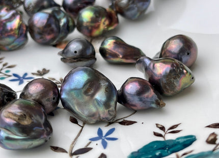 One Piece Or One Strand 14-18x16-24 mm AA Rainbow Peacock Baroque Pearl #P2334